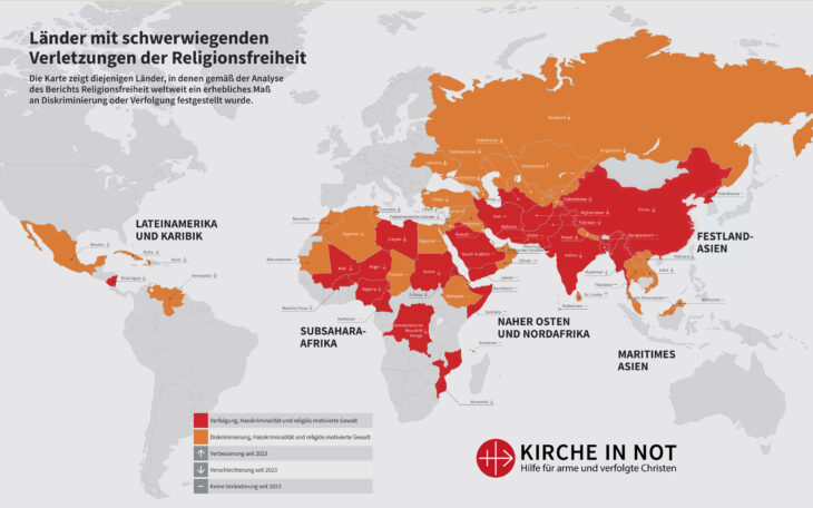 Landkarte Religionsfreiheit KIRCHE IN NOT